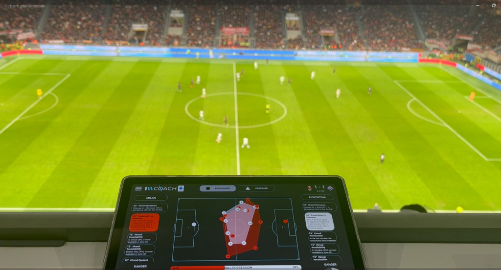 IM Coach sul tablet durante una partita di Serie A